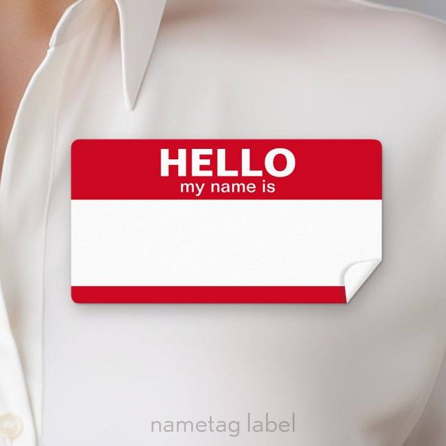 Hello my name is -- classic red (Hello my name is Label)