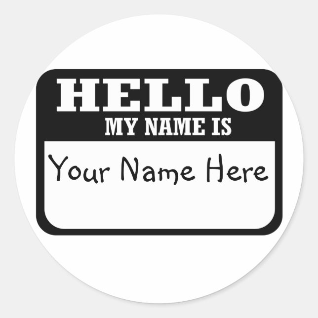 Hello my name is classic round sticker (Front)