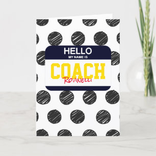 Hello My Name Is COACH Nametag Dots THANKYOU Sport Holiday Card