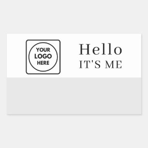 Hello My Name Is   Custom Logo Minimalist Design Rectangular Sticker