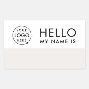 Hello My Name Is   Custom Logo Modern Minimalist Rectangular Sticker