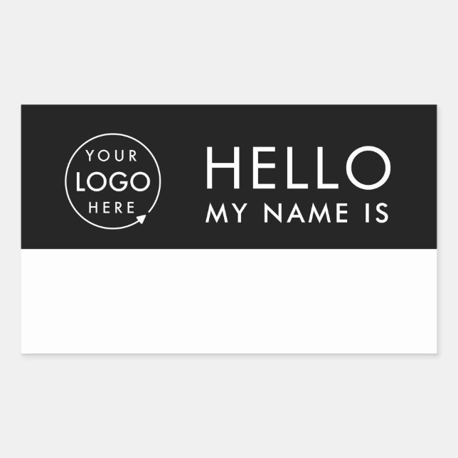 Hello My Name Is | Custom Logo Modern Minimalist Rectangular Sticker (Front)