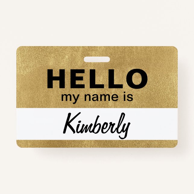 Hello My Name Is - Custom Script Employee Name ID Badge (Front)