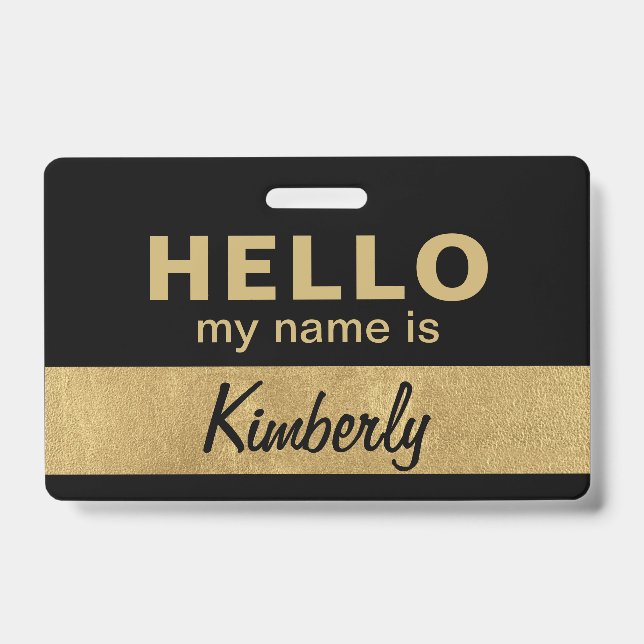 Hello My Name Is - Custom Script Employee Name ID Badge (Front)