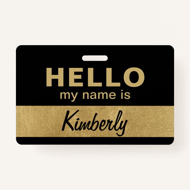 Hello My Name Is - Custom Script Employee Name ID Badge (Front)