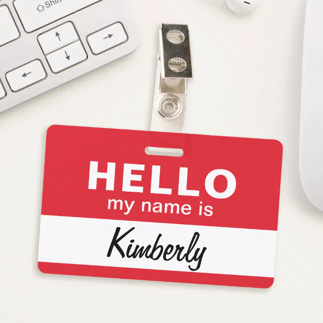 Hello My Name Is - Custom Script Employee Name ID Badge | Zazzle