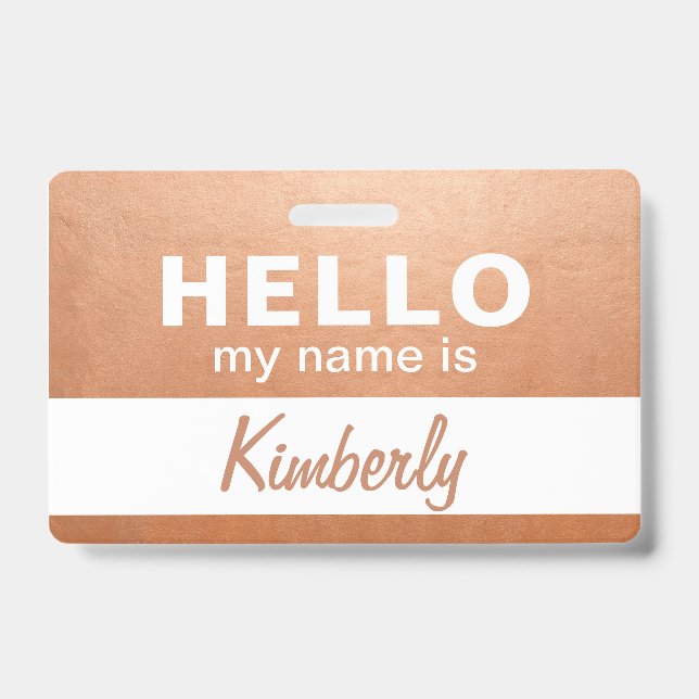 Hello My Name Is - Custom Script Employee Name ID Badge (Front)