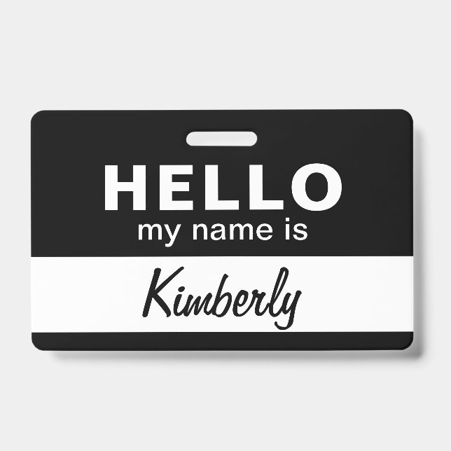 Hello My Name Is - Custom Script Employee Name ID Badge (Front)