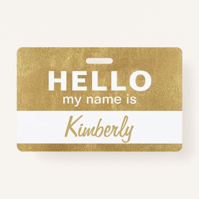 Hello My Name Is - Custom Script Employee Name ID Badge (Front)
