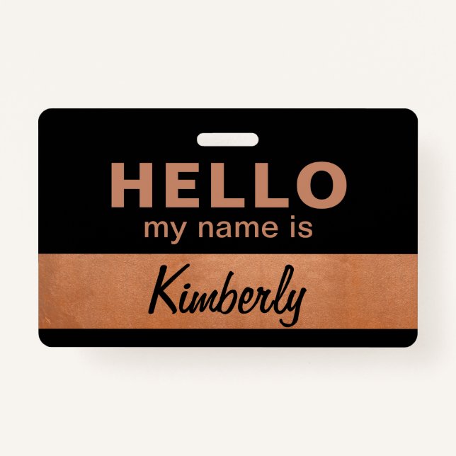 Hello My Name Is - Custom Script Employee Name ID Badge (Front)