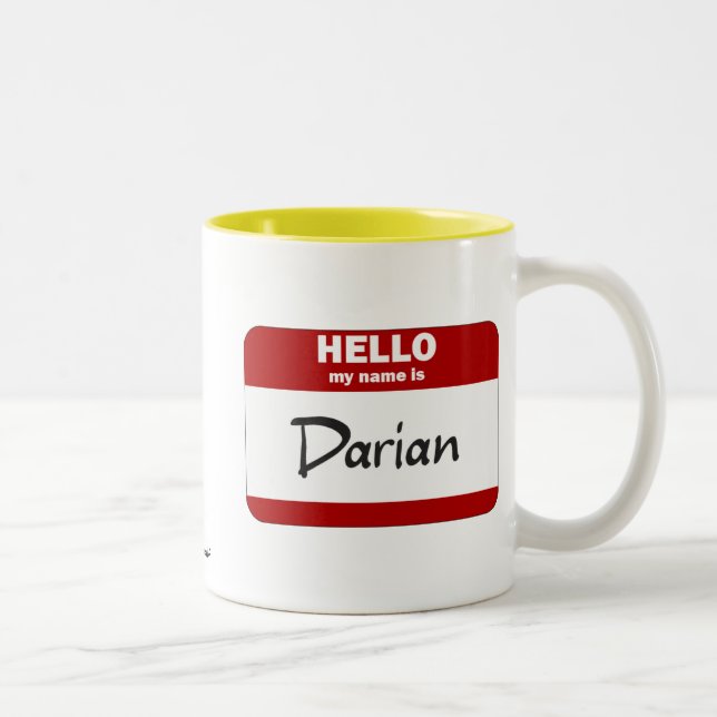 Hello My Name Is Darian (Red) Two-Tone Coffee Mug (Right)