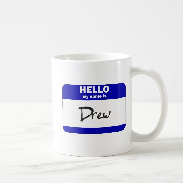 Hello My Name Is Drew (Blue) Coffee Mug (Right)