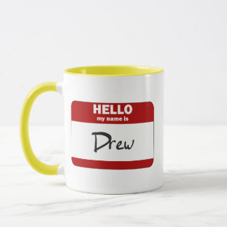 Hello My Name Is Drew (Red) Mug
