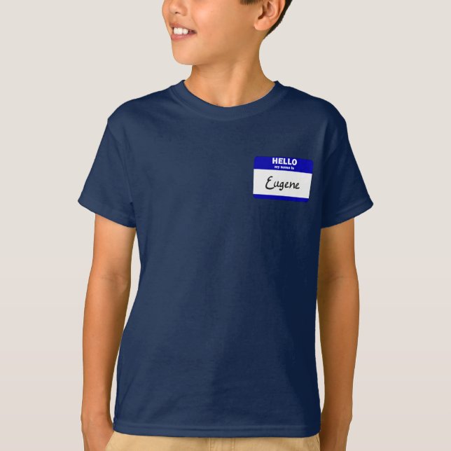 Hello My Name Is Eugene (Blue) T-Shirt (Front)
