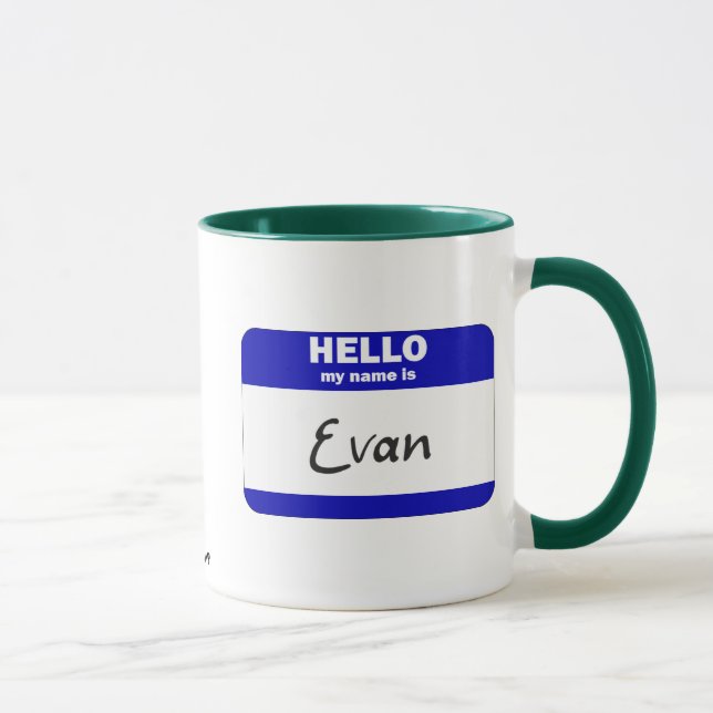 Hello My Name Is Evan (Blue) Mug (Right)
