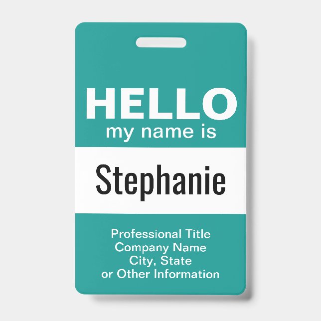 Hello my name is - event pass - can change colour ID badge (Front)
