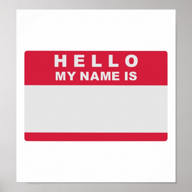 Hello my name is - fill in poster (Front)