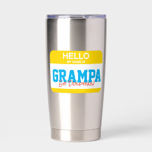 Hello My Name Is GRAMPA Nametag Colourful Team Fun Insulated Tumbler