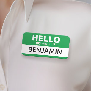 Hello my name is - Green - Custom Employee Name Tag