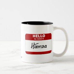 Hello My Name Is Hamza (Red) Two-Tone Coffee Mug