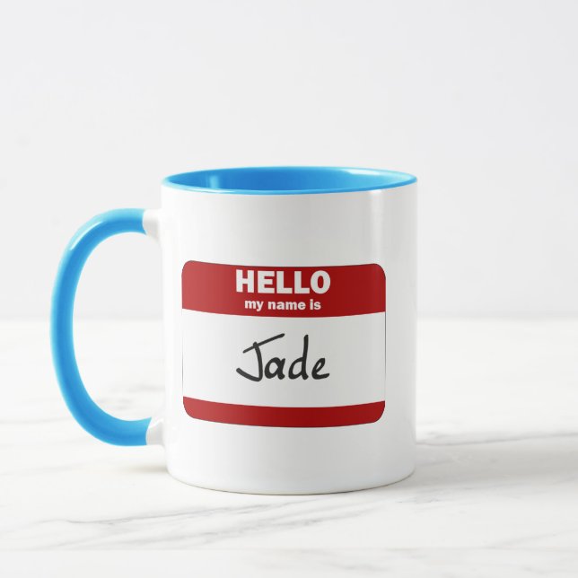Hello My Name Is Jade (Red) Mug (Left)