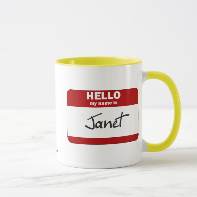 Hello My Name Is Janet (Red) Mug (Right)