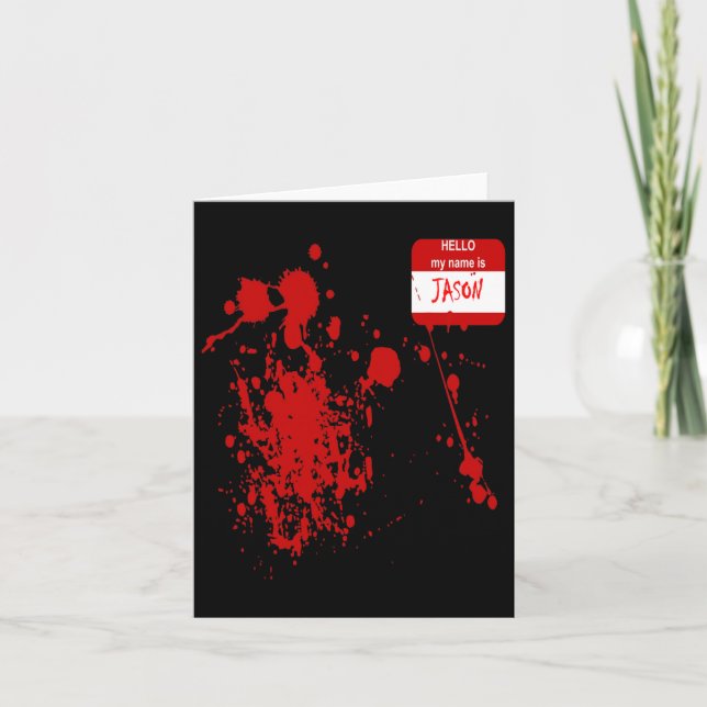 Hello My Name Is Jason Funny Halloween Costume  Card (Front)