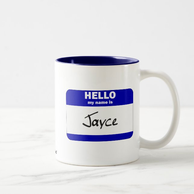 Hello My Name Is Jayce (Blue) Two-Tone Coffee Mug (Right)