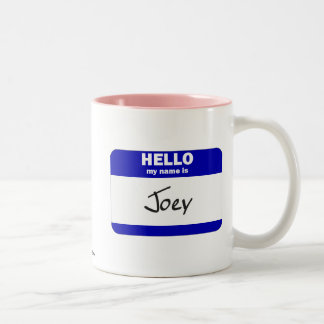 Hello My Name Is Joey (Blue) Two-Tone Coffee Mug