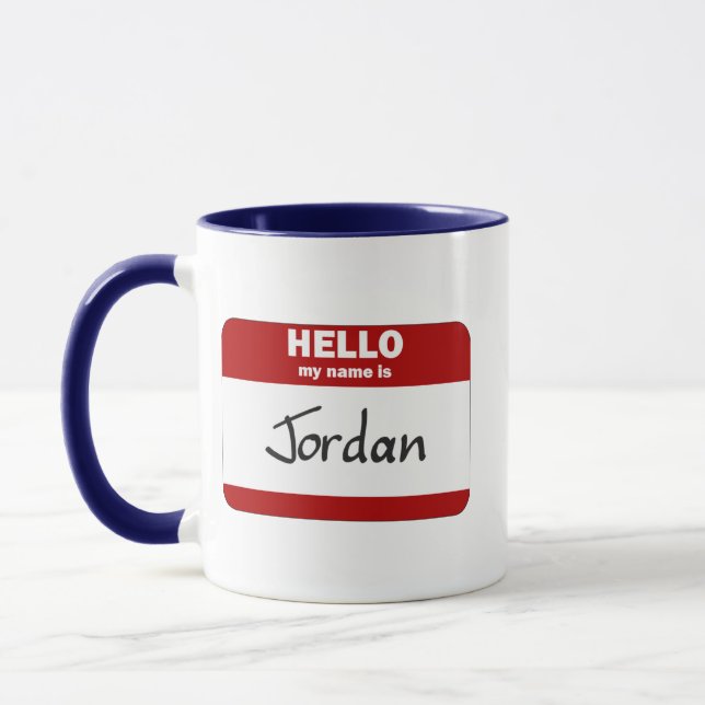Hello My Name Is Jordan (Red) Mug (Left)