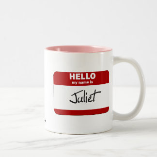 Hello My Name Is Juliet (Red) Two-Tone Coffee Mug