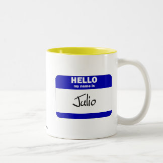 Hello My Name Is Julio (Blue) Two-Tone Coffee Mug
