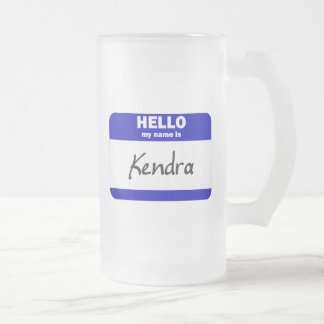 Hello My Name Is Kendra (Blue) Frosted Glass Beer Mug