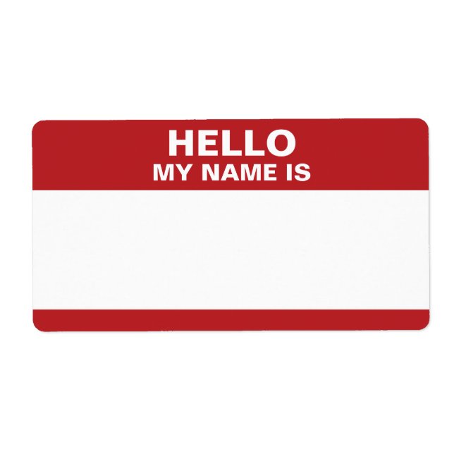 Hello My Name Is label (Front)