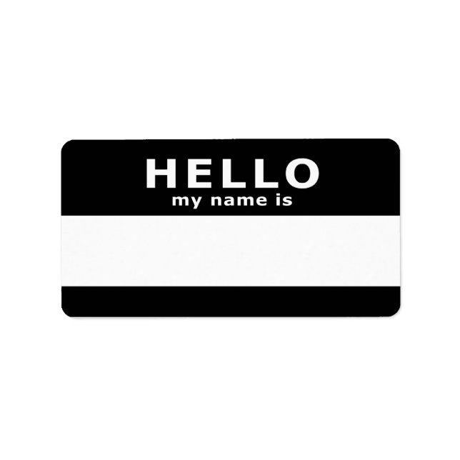 hello my name is : label (Front)