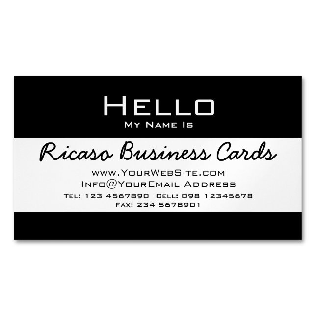 Hello My Name Is Magnetic Business Card (Front)