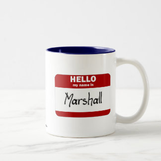 Hello My Name Is Marshall (Red) Two-Tone Coffee Mug