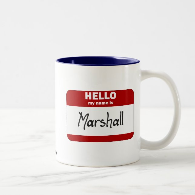 Hello My Name Is Marshall (Red) Two-Tone Coffee Mug (Right)