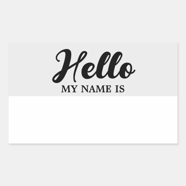 Hello My Name Is Modern Minimalist Script  Rectangular Sticker (Front)