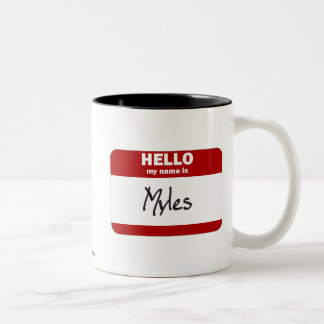 Hello My Name Is Myles (Red) Two-Tone Coffee Mug