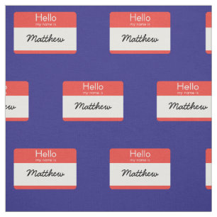 Hello My Name is Name Tag Fabric