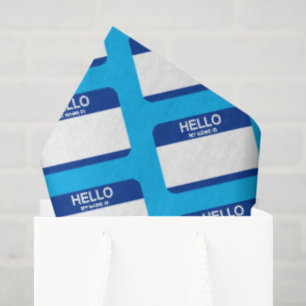 Hello My Name Is Nametag Blue Office Event Fun Tissue Paper