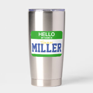 Hello My Name Is Nametag Kids Colourful Preppy Fun Insulated Tumbler