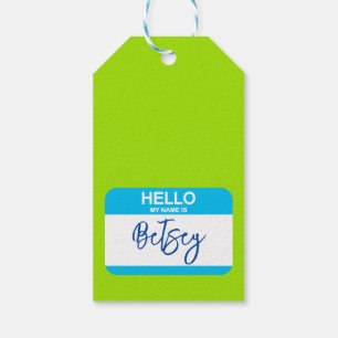Hello My Name Is Nametags Blue Green Office Fun Gift Tags