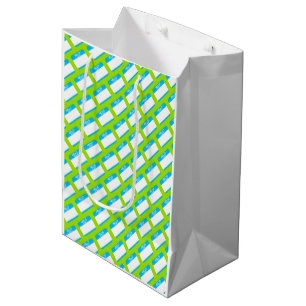 Hello My NAME Is Nametags Blue Green Office Fun Medium Gift Bag
