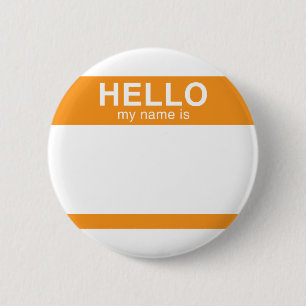 Hello My Name Is - Orange 6 Cm Round Badge