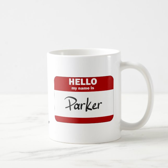 Hello My Name Is Parker (Red) Coffee Mug (Right)