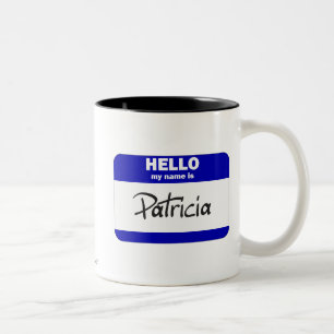 Hello My Name Is Patricia (Blue) Two-Tone Coffee Mug