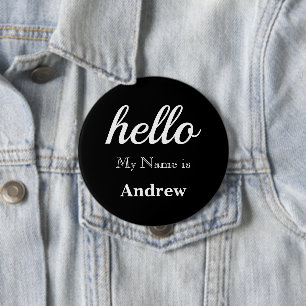 Hello My name is Personalised Any Custom Colour 10 Cm Round Badge