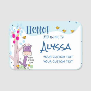 Hello, My Name Is … Personalized Name Giraffe Tag